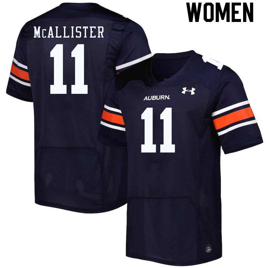Women #11 Elijah McAllister Auburn Tigers College Football Jerseys Stitched-Navy